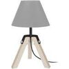 Lampes de bureau Tosel Lampe de chevet tr&eacute;pied bois naturel et gris Beige Unique. . Maison & D&eacute;co > Lampes de bureau.
