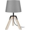 Lampes de bureau Tosel Lampe de chevet tr&eacute;pied bois naturel et gris Beige Unique. . Maison & D&eacute;co > Lampes de bureau.