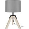 Lampes de bureau Tosel Lampe de chevet tr&eacute;pied bois naturel et gris Beige Unique. . Maison & D&eacute;co > Lampes de bureau.