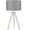 Lampes de bureau Tosel Lampe de chevet tr&eacute;pied bois naturel et gris Beige Unique. . Maison & D&eacute;co > Lampes de bureau.