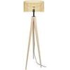 Lampadaires Tosel Lampadaire tr&eacute;pied bois naturel et jaune pastel Beige Unique. . Maison & D&eacute;co > Lampadaires.