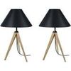 Lampes de bureau Tosel Lampe de chevet tr&eacute;pied bois naturel et noir Beige Unique. . Maison & D&eacute;co > Lampes de bureau.