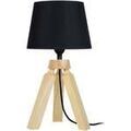 Lampes de bureau Tosel Lampe de chevet tr&eacute;pied bois naturel et noir Beige Unique. . Maison & D&eacute;co > Lampes de bureau.