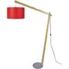 Lampadaires Tosel Lampadaire arqu&eacute; bois naturel et rouge Beige Unique. . Maison & D&eacute;co > Lampadaires.