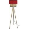 Lampadaires Tosel Lampadaire tr&eacute;pied bois naturel et rouge Beige Unique. . Maison & D&eacute;co > Lampadaires.
