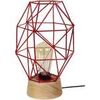 Lampes de bureau Tosel Lampe de chevet g&eacute;om&eacute;trique bois naturel et rouge Beige Unique. . Maison & D&eacute;co > Lampes de bureau.