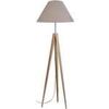 Lampadaires Tosel Lampadaire tr&eacute;pied bois naturel et taupe Beige Unique. . Maison & D&eacute;co > Lampadaires.