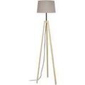 Lampadaires Tosel Lampadaire tr&eacute;pied bois naturel et taupe Beige Unique. . Maison & D&eacute;co > Lampadaires.