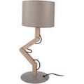 Lampes de bureau Tosel Lampe a poser articul&eacute; bois naturel et taupe Beige Unique. . Maison & D&eacute;co > Lampes de bureau.