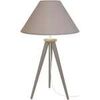 Lampes de bureau Tosel Lampe de chevet tr&eacute;pied bois naturel et taupe Beige Unique. . Maison & D&eacute;co > Lampes de bureau.