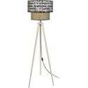 Lampadaires Tosel Lampadaire tr&eacute;pied bois naturel et tissu cr&egrave;me Beige Unique. . Maison & D&eacute;co > Lampadaires.