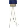 Lampadaires Tosel Lampadaire tr&eacute;pied bois naturel et velours bleu Beige Unique. . Maison & D&eacute;co > Lampadaires.