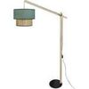 Lampadaires Tosel Lampadaire droit bois naturel et vert p&eacute;trole Beige Unique. . Maison & D&eacute;co > Lampadaires.