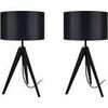 Lampes de bureau Tosel Lampe de chevet tr&eacute;pied bois noir Noir Unique. . Maison & D&eacute;co > Lampes de bureau.