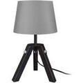 Luminaire sur Grenoble : Lampes de bureau Tosel Lampe de chevet tr&eacute;pied bois noir et gris Noir Unique. . Maison & D&eacute;co > Lampes de bureau.
