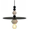 Lustres, suspensions et plafonniers Tosel Suspension cylindrique bois noir et naturel Noir Unique. . Maison & D&eacute;co > Lustres, suspensions et plafonniers.