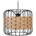 Luminaire sur Grenoble : Lustres, suspensions et plafonniers Tosel Suspension cylindrique m&eacute;tal noir et naturel Noir Unique. . Maison & D&eacute;co > Lustres, suspensions et plafonniers.