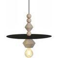 Lustres, suspensions et plafonniers Tosel Suspension cylindrique bois noir et naturel Noir Unique. . Maison & D&eacute;co > Lustres, suspensions et plafonniers.