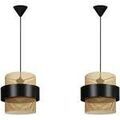 Lustres, suspensions et plafonniers Tosel Suspension cylindrique m&eacute;tal noir et or Noir Unique. . Maison & D&eacute;co > Lustres, suspensions et plafonniers.
