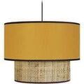 Lustres, suspensions et plafonniers Tosel Suspension double cylindrique tissu paille jaune Beige Unique. . Maison & D&eacute;co > Lustres, suspensions et plafonniers.