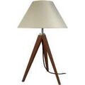 Luminaire sur Grenoble : Lampes de bureau Tosel Lampe de chevet tr&eacute;pied bois wangu&eacute; et cr&egrave;me Marron Unique. . Maison & D&eacute;co > Lampes de bureau.