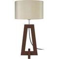 Luminaire sur Grenoble : Lampes de bureau Tosel Lampe de chevet colonne bois wangu&eacute; et cr&egrave;me Marron Unique. . Maison & D&eacute;co > Lampes de bureau.