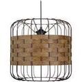 Luminaire sur Grenoble : Lustres, suspensions et plafonniers Tosel Suspension cylindrique m&eacute;tal marron et bois sucupira Marron Unique. . Maison & D&eacute;co > Lustres, suspensions et plafonniers.
