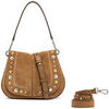 Sac Bandouliere Gianni Chiarini Sac en daim marron avec des clous