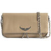 Pochette Zadig & Voltaire Pochette Rock en cuir grenat couleur argile