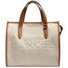 Cabas Lancel Paris 1876 Sac Lancel Tote M en coton et cuir beige