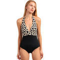 Maillots de bain sur Grenoble : Maillots de bain Admas Maillot de bain une pi&egrave;ce dos nu Waves White And Black Noir