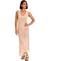 Robes sur Grenoble : Robe Selmark Robe de plage longue ajour&eacute;e &agrave; franges COMPLEMENTOS Beige