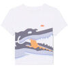 T-shirt enfant Lacoste T-shirt Enfant en Coton avec Imprim&eacute; Crocodile Aquarelle Con Blanc