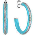 Boucles d'oreille sur Grenoble : Boucles oreilles Les Georgettes Boucles d'oreilles cr&eacute;oles Les Cadettes Sunset laque turquoise Blanc