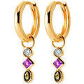 Boucles d'oreille sur Grenoble : Boucles oreilles Brillaxis Cr&eacute;oles plaqu&eacute; or pampille empierr&eacute;e Jaune