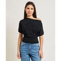 Sweat-shirt Sette/Mezzo Pull Settemezzo pour femme &agrave; encolure asym&eacute;trique Noir