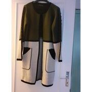Gilet Sans marque Gilet long beige et kaki avec bordures noires