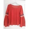 Pull Sans marque Pull fin manches brod&eacute;es Orange