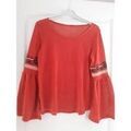 Pull sur Grenoble : Pull Sans marque Pull fin manches brod&eacute;es Orange