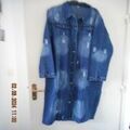 Vestes sur Grenoble : Veste Sans marque Longue veste en jeans d&eacute;chir&eacute;e/griffures Marine