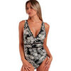 Maillots de bain Admas Maillot de bain une pi&egrave;ce pr&eacute;form&eacute; Black Leaves Noir