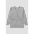 Gilets sur Grenoble : Gilet Enorsia Cardigan tricot&eacute; col en V longline femme Gris