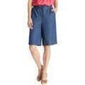 Short sur Grenoble : Short Daxon by - Bermuda chambray &eacute;lastiqu&eacute; Bleu