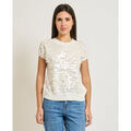 Pull Sette/Mezzo T-shirt femme avec appliqu&eacute;s Blanc