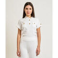 Polo Sette/Mezzo Pull femme avec boutons dor&eacute;s Blanc