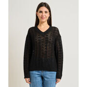 Pull Sette/Mezzo Pull femme ajour&eacute; Noir