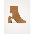 Bottes femme sur Grenoble : Bottines Vanessa Wu Bottines &agrave; talon demi-lune LUNA Gems Marron