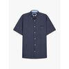 Chemise Eden Park Chemise manches courtes &agrave; motifs bleu en coton Bleu