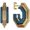 Boucles oreilles Les Georgettes Cr&eacute;oles Graphique dor&eacute; et bleu Jaune