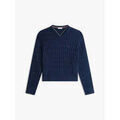 Pull Tommy Hilfiger Pull torsad&eacute; col V marine en coton Bleu